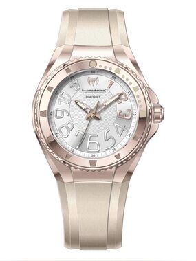 Technomarine Gold-Tone Case Dial gold/cream Silicone Strap Watch